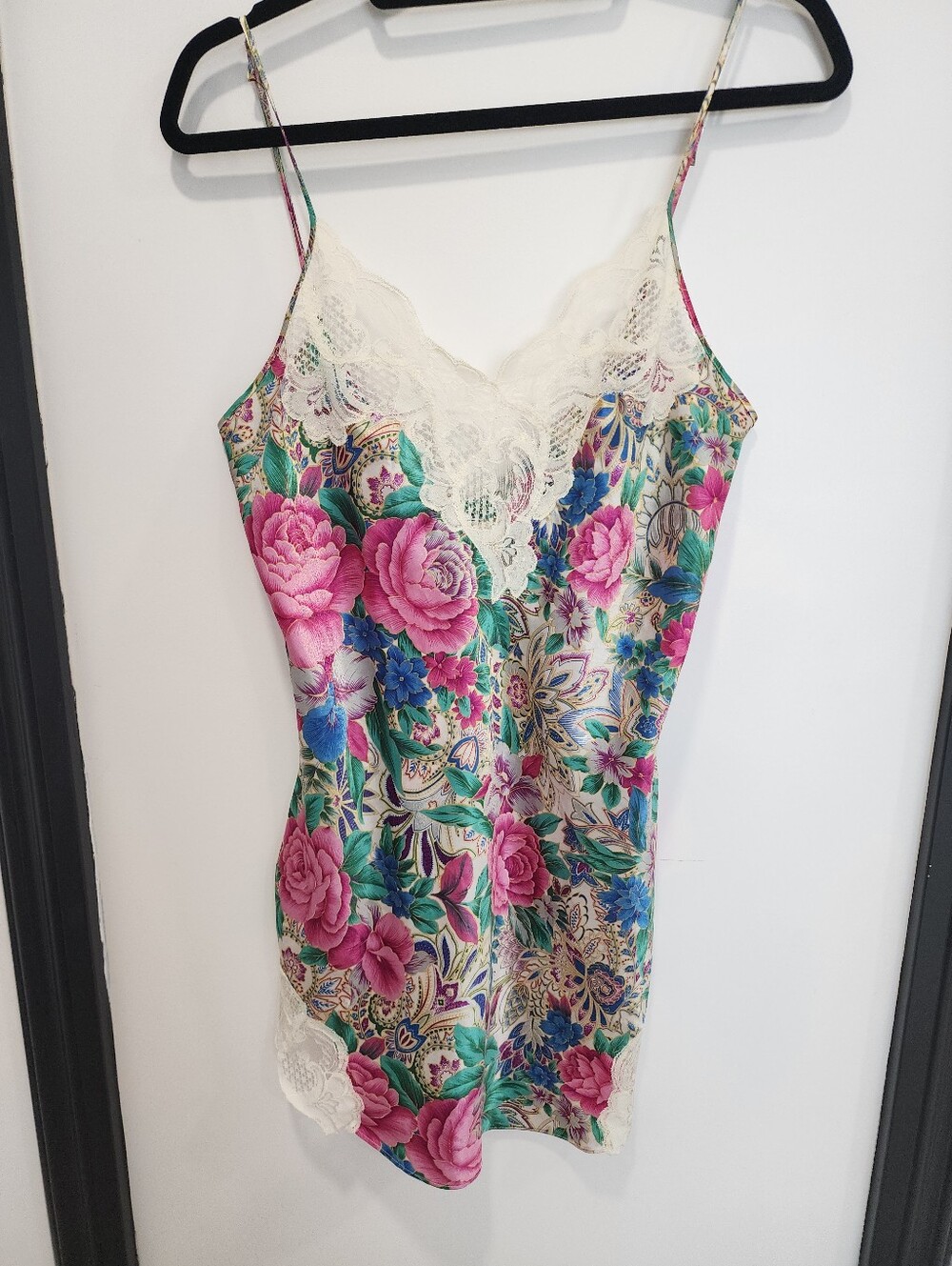 Vintage Victoria’s Secret Gold Label Floral Lace Satin Slip Dress Pink Medium - Picture 10 of 15